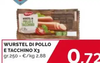 Mercatò WURSTEL DI POLLO E TACCHINO X3 gr.250 offerta