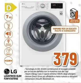 Expert LG LAVATRICE SLIM F2WV3S7S4E offerta