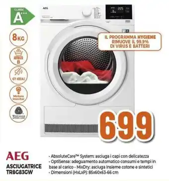 Expert AEG ASCIUGATRICE TR8G83GW offerta