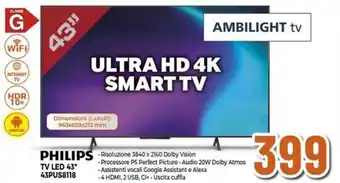 Expert PHILIPS TV LED 43" 43PUS8118 offerta