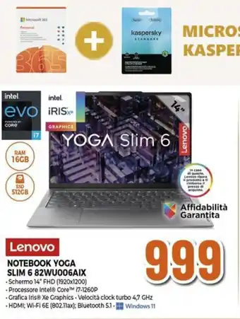 Expert Lenovo NOTEBOOK YOGA SLIM 6 82WU006AIX offerta