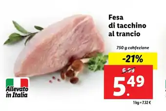 Lidl Fesa di tacchino al trancio 750 g confezione offerta