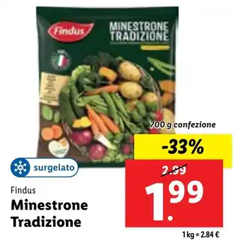 Lidl Findus Minestrone Tradizione 700 g confezione offerta