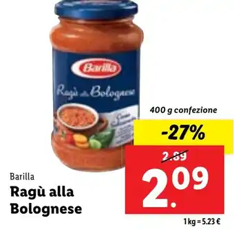 Lidl Barilla Ragù alla Bolognese 400 g confezione offerta
