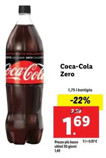 Lidl Coca-Cola Zero 1,75 l bottlgia offerta