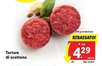Lidl Tartare di scottona 200 g confezione offerta