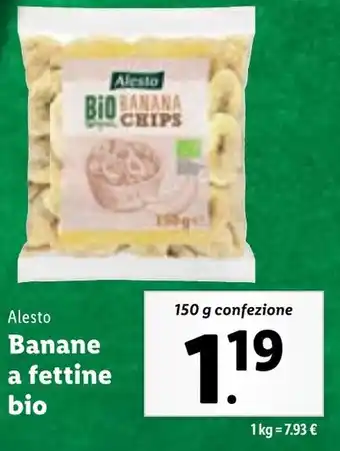 Lidl Alesto Banane a fettine bio 150 g confezione offerta