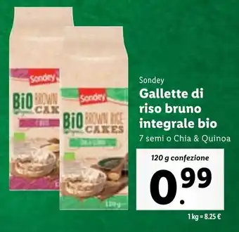 Lidl Sondey Gallette di riso bruno integrale bio 120 g confezione offerta