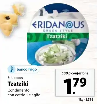 Lidl Eridanous Tzatziki 500 g confezione offerta