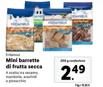Lidl Eridanous Mini barrette di frutta secca 200 g confezione offerta