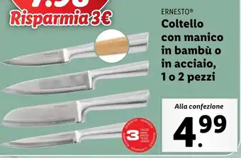 ERNESTO Coltello con manico in bambù o in acciaio, 1 o 2 pezzi