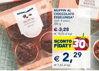 Esselunga MUFFIN AL CIOCCOLATO ESSELUNGA conf. 4 pezzi, 300 g offerta