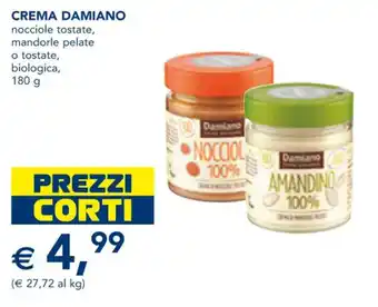 Esselunga CREMA DAMIANO nocciole tostate, mandorle pelate o tostate, biologica, 180 g offerta