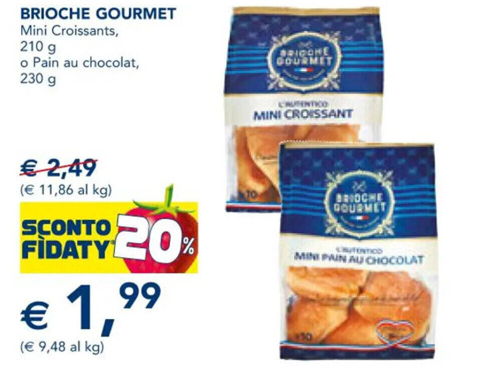 BRIOCHE GOURMET Mini Croissants, 210 g o Pain au chocolat, 230 g