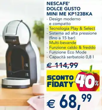 Esselunga NESCAFE' DOLCE GUSTO MINI ME KP123BKA offerta