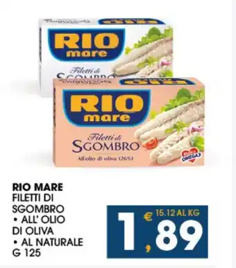 SeBón Supermercati RIO MARE FILETTI DI SGOMBRO G 125 offerta