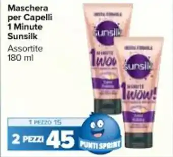Carrefour Market Maschera per Capelli 1 Minute Sunsilk Assortite 180 ml offerta