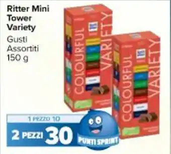 Carrefour Market Ritter Mini Tower Variety Gusti Assortiti 150 g offerta