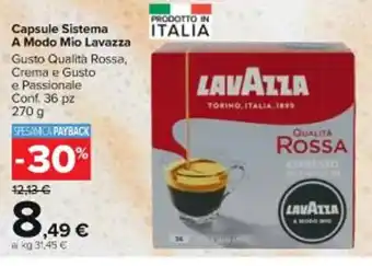 Carrefour Market Capsule Sistema A Modo Mio Lavazza Gusto Qualità Rossa, Crema e Gusto e Passionale Conf. 36 pz 270 g offerta