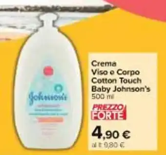 Carrefour Market Crema Viso e Corpo Cotton Touch Baby Johnson's 500 ml offerta