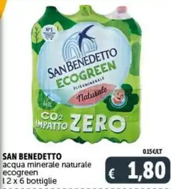 Deco Supermercati SAN BENEDETTO acqua minerale naturale ecogreen l 2 x 6 bottiglie offerta