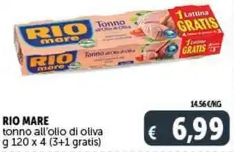 Deco Supermercati RIO MARE tonno all'olio di oliva g 120 x 4 (3+1 gratis) offerta