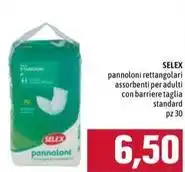 Emisfero SELEX pannoloni rettangolari assorbenti per adulti con barriere taglia standard pz 30 offerta
