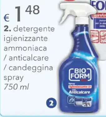 Acqua & Sapone ΒΙΟFORM PLUS detergente igienizzante ammoniaca / anticalcare / candeggina Spray 750 ml offerta