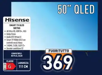 Unieuro Hisense SMART TV QLED 50E7KQ offerta