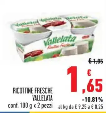 Conad RICOTTINE FRESCHE VALLELATA conf. 100 g x 2 pezzi offerta