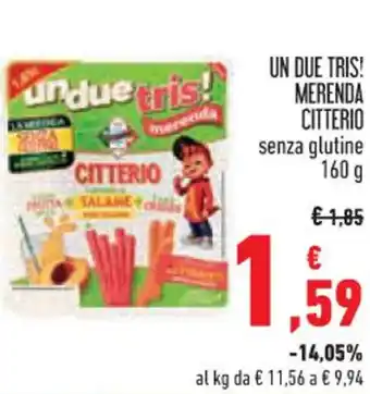 Conad UN DUE TRIS! MERENDA CITTERIO senza glutine 160 g offerta