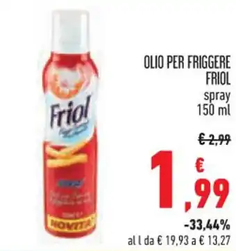 Conad OLIO PER FRIGGERE FRIOL spray 150 ml offerta
