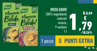 Conad BRODO KNORR 100% ingredienti naturali manzo, 9 verdure 1 l offerta