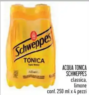 Conad ACQUA TONICA SCHWEPPES classica, limone conf. 250 ml x 4 pezzi offerta