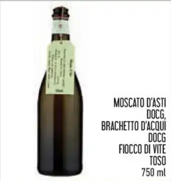 Conad MOSCATO D'ASTI DOCG, BRACHETTO D'ACQUÍ DOCG FIOCCO DI VITE TOSO vari tipi 500 ml offerta