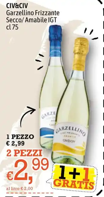 Famila CIV&CIV Garzellino Frizzante Secco/ Amabile IGT cl 75 offerta