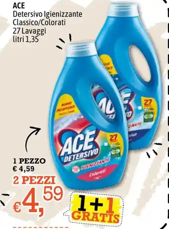 Famila ACE Detersivo Igienizzante Classico/Colorati 27 Lavaggi litri 1,35 offerta