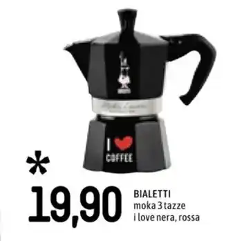 BIALETTI moka 3 tazze i love nera, rossa