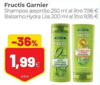 Coop Fructis Garnier Shampoo assortito 250 ml - Balsamo Hydra Liss 200 ml offerta