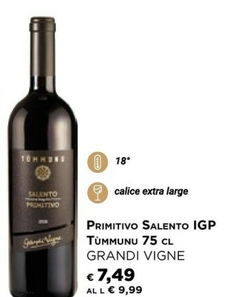 Iper La Grande Primitivo salento Vino 750 G(ml) offerta