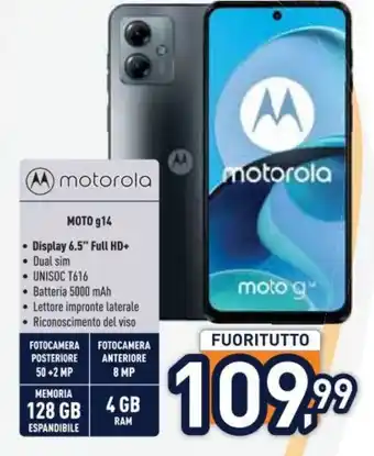 Unieuro motorola MOTO g14 offerta