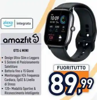 Unieuro amazfit GTS 4 MINI offerta