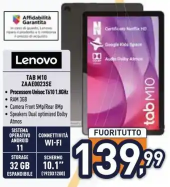 Unieuro Lenovo TAB M10 ZAAE0023SE offerta