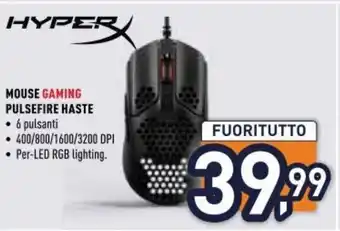 Unieuro MOUSE GAMING PULSEFIRE HASTE offerta