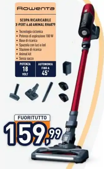 Unieuro Rowenta SCOPA RICARICABILE X-PERT 6.60 ANIMAL RH6879 offerta