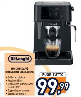 Unieuro DeLonghi MACCHINE CAFFÈ TRADIZIONALE STILOSA EC235 offerta