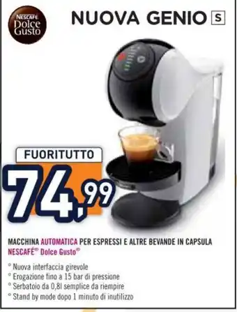 Unieuro MACCHINA AUTOMATICA PER ESPRESSI E ALTRE BEVANDE IN CAPSULA NESCAFÉ offerta
