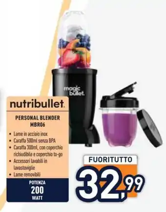 Unieuro nutribullet. PERSONAL BLENDER MBR06 offerta