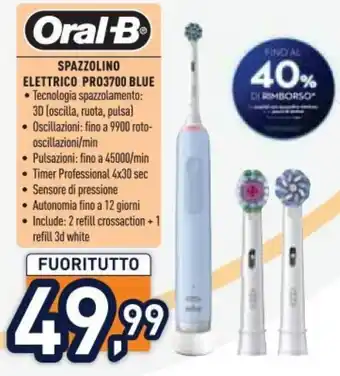 Unieuro Oral-B SPAZZOLINO ELETTRICO PRO3700 BLUE offerta
