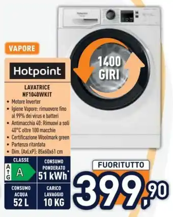 Unieuro Hotpoint LAVATRICE NF1040WKIT offerta